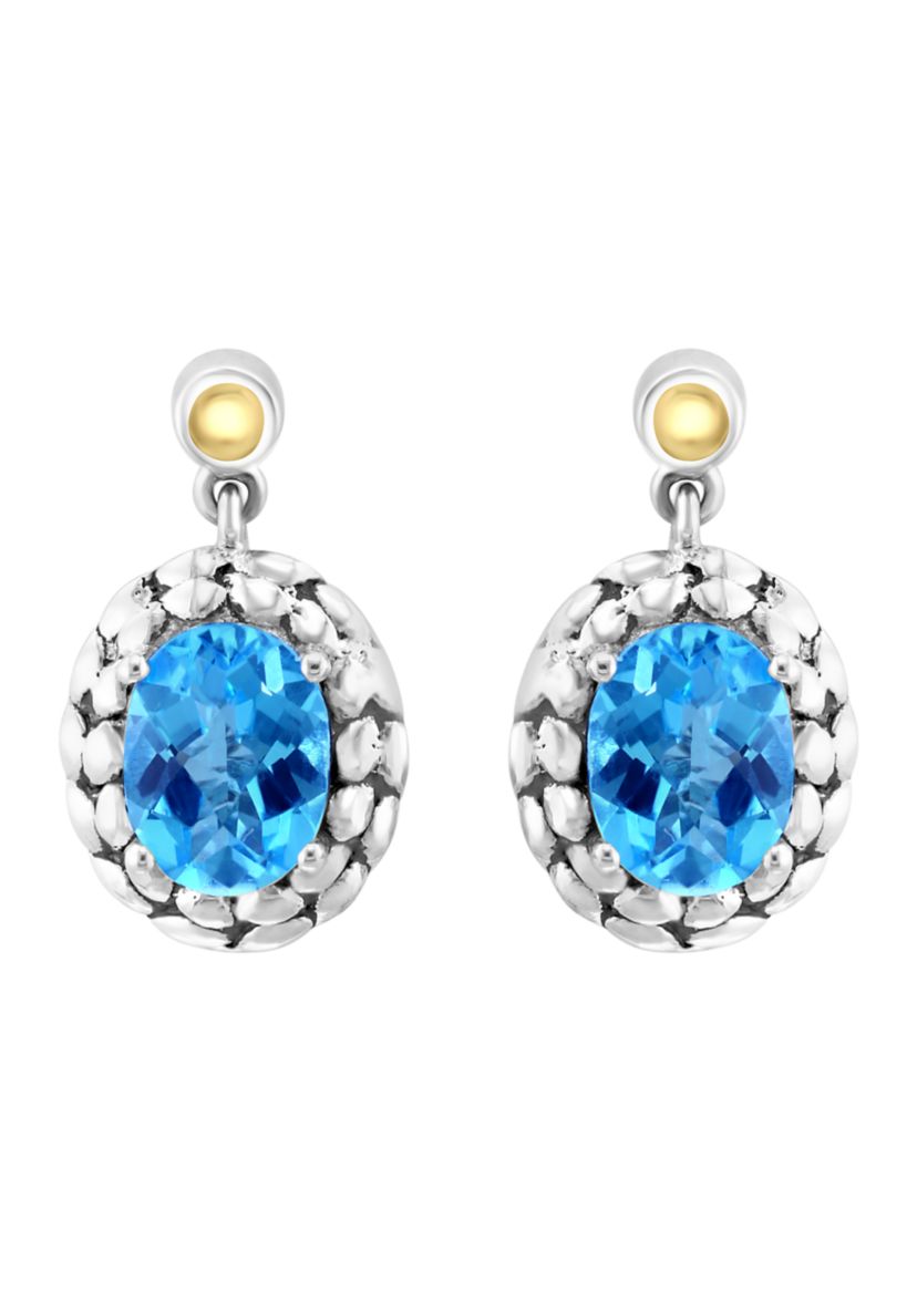 Blue Topaz Stud Earrings in 18K Sterling Silver