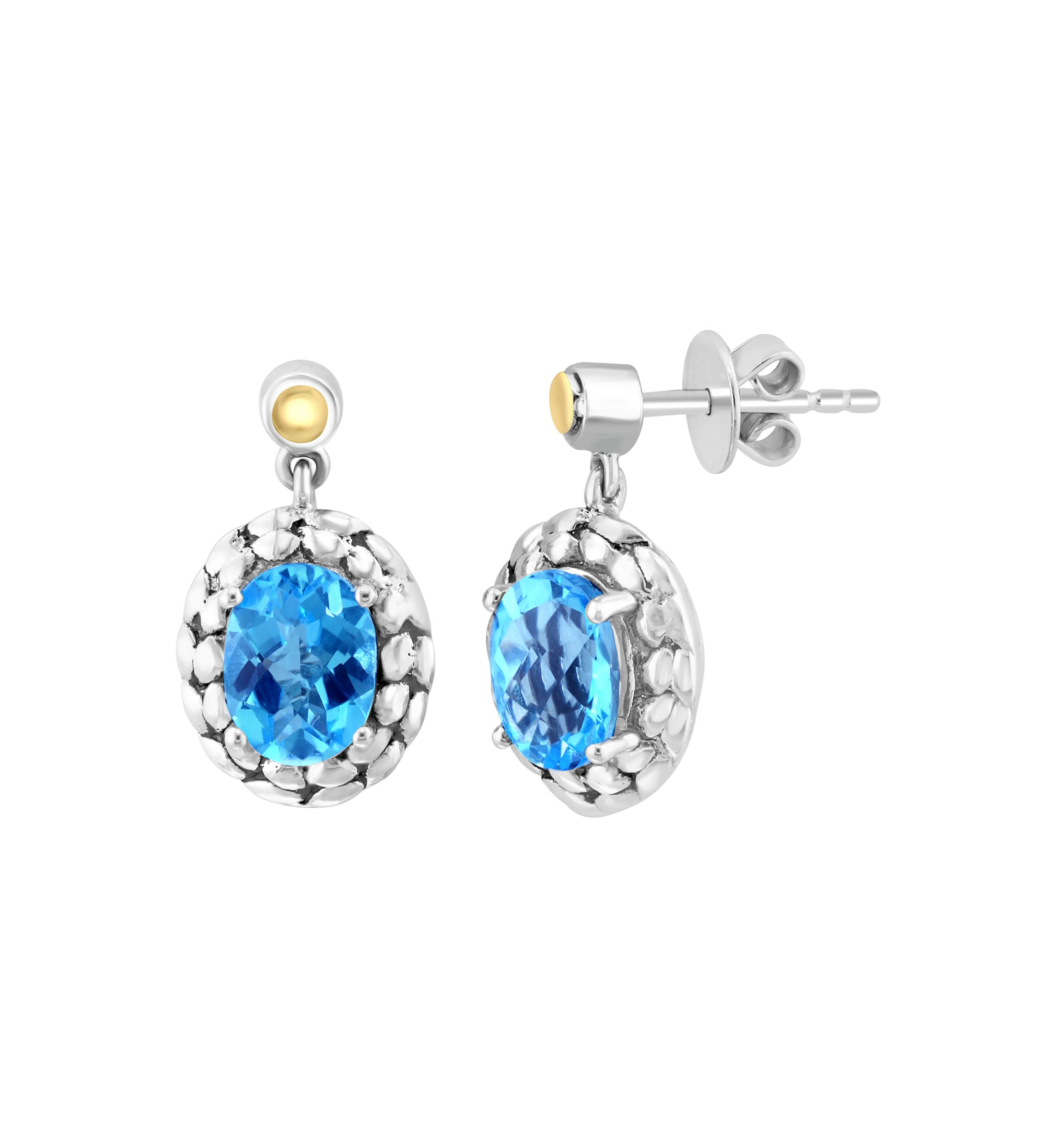 Blue Topaz Stud Earrings in 18K Sterling Silver