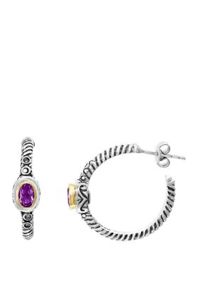 Effy 3/4 Ct. T.w. Amethyst And 1/10 Ct. T.w. Diamond Earrings In Sterling Silver -  0617892404566