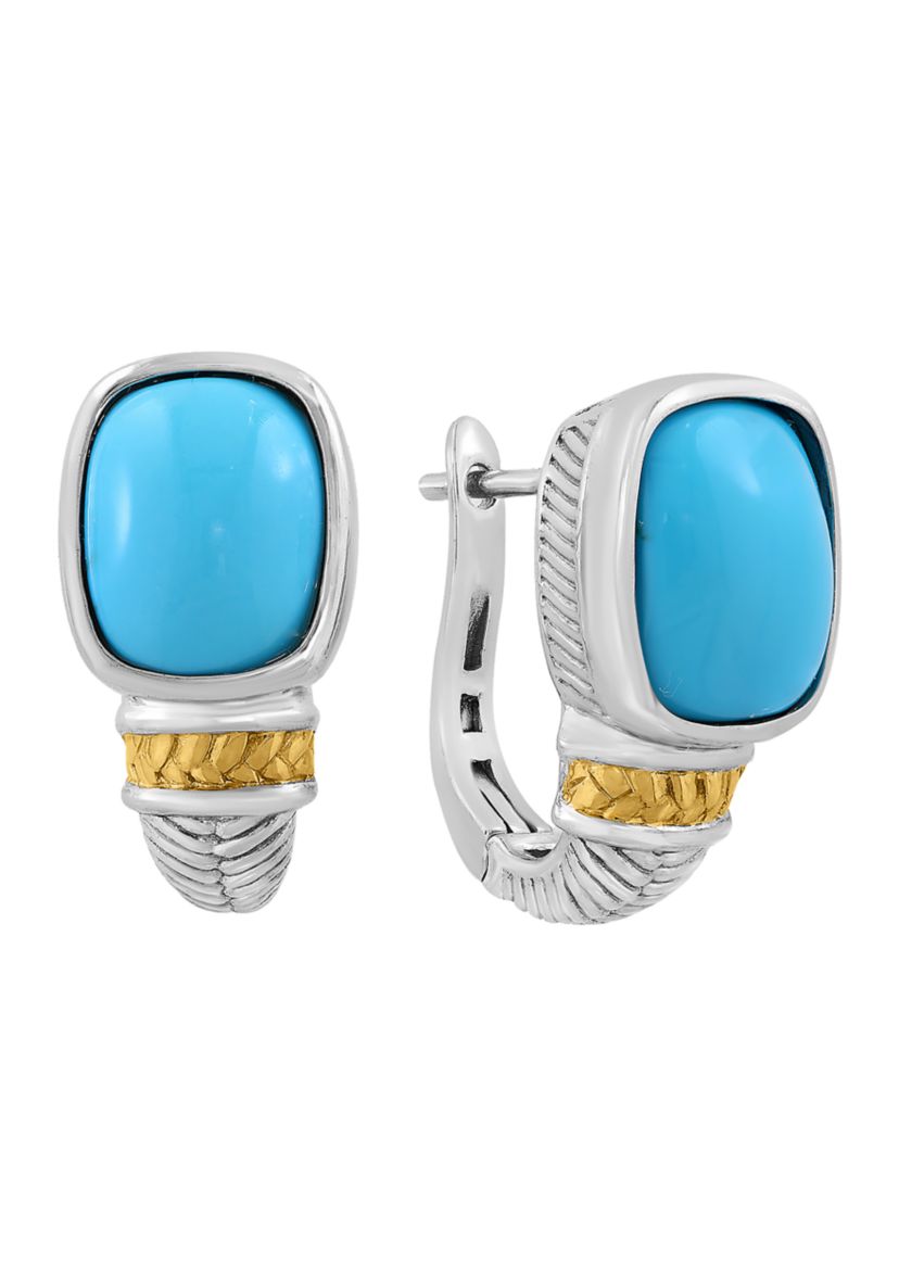 Turquoise Earrings in Sterling Silver and 14K Yellow Gold