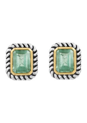 Effy Sterling Silver Green Amethyst Earrings