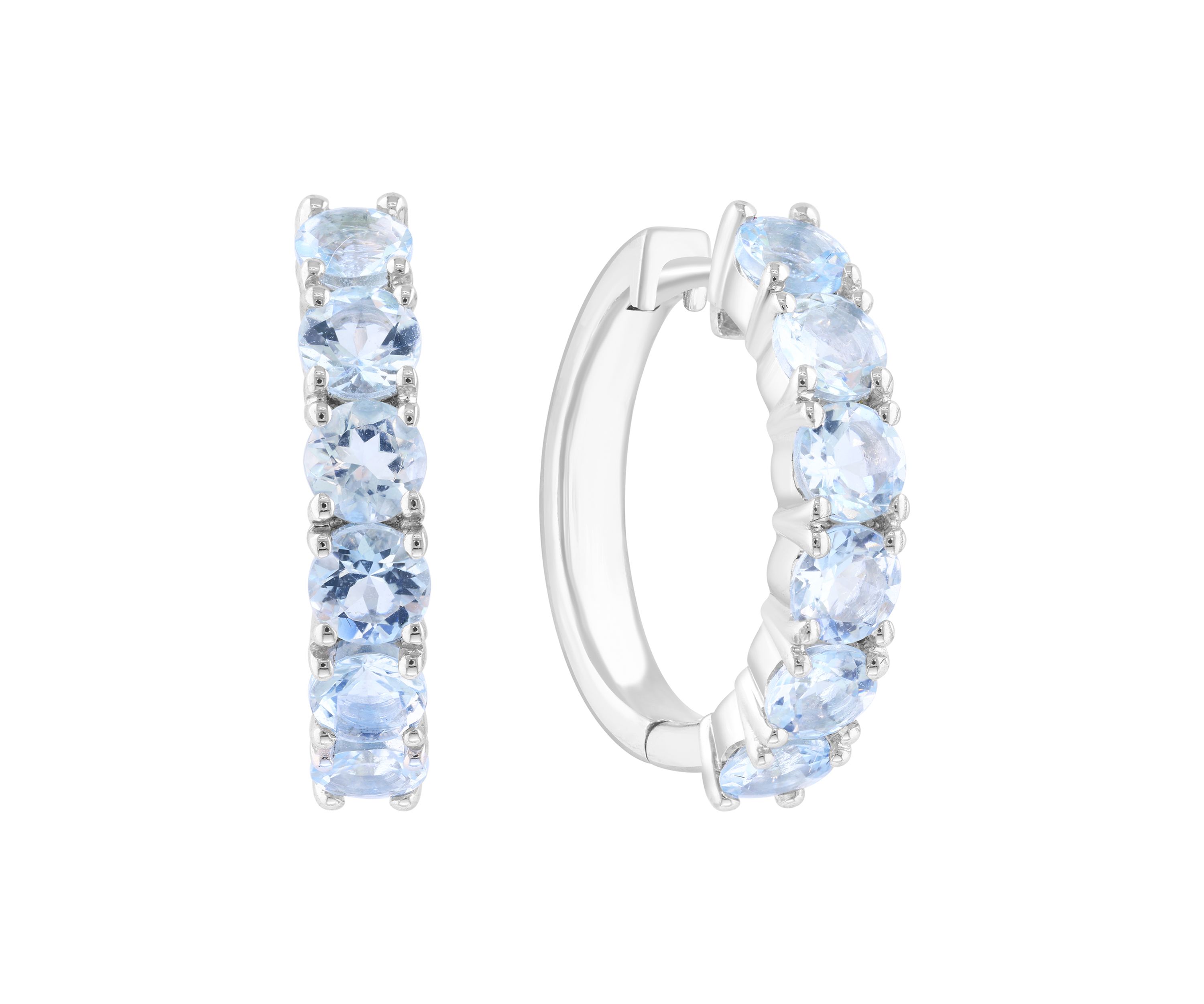 2.73 ct. t.w. Aquamarine Hoop Earrings in Sterling Silver