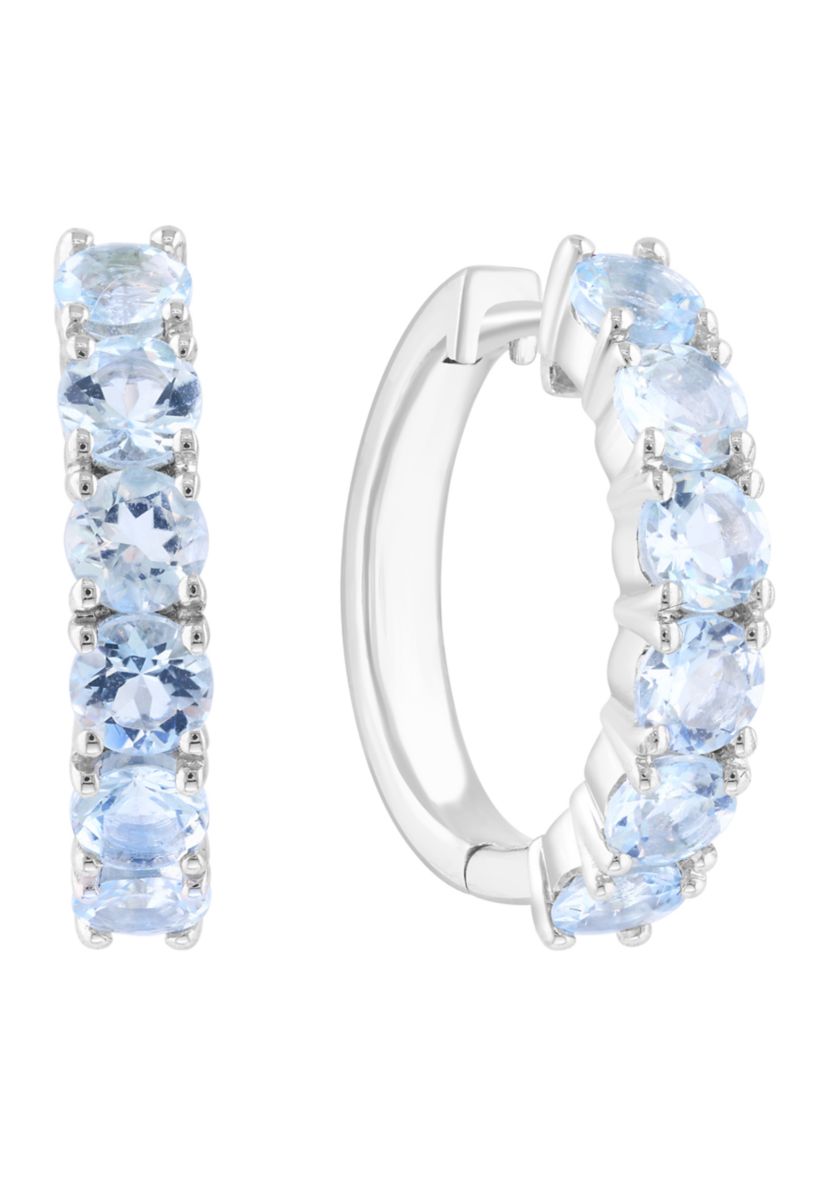 2.73 ct. t.w. Aquamarine Hoop Earrings in Sterling Silver