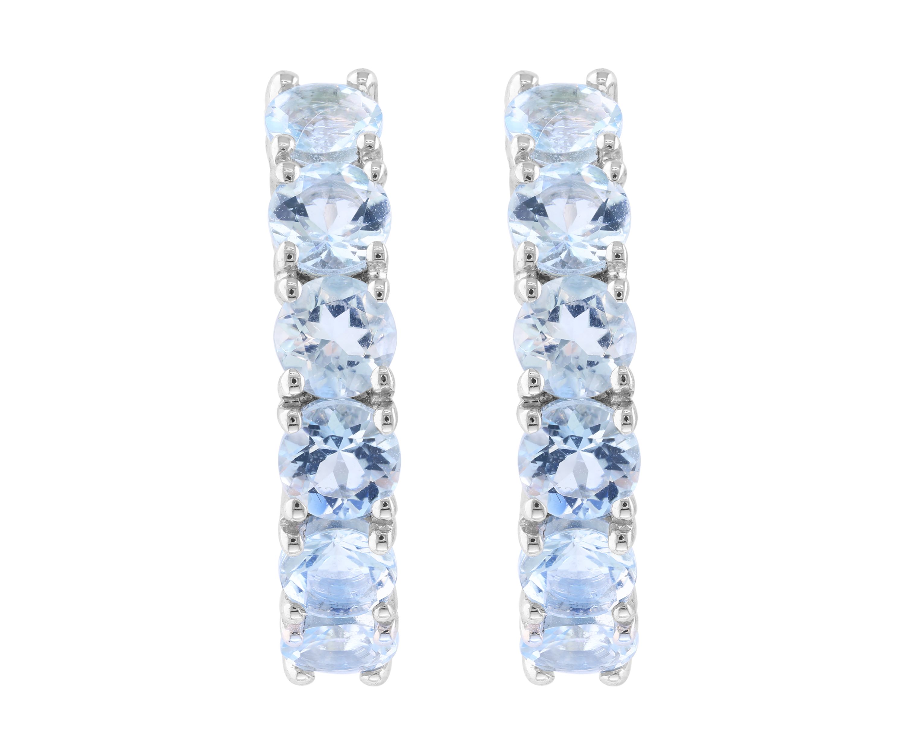 2.73 ct. t.w. Aquamarine Hoop Earrings in Sterling Silver