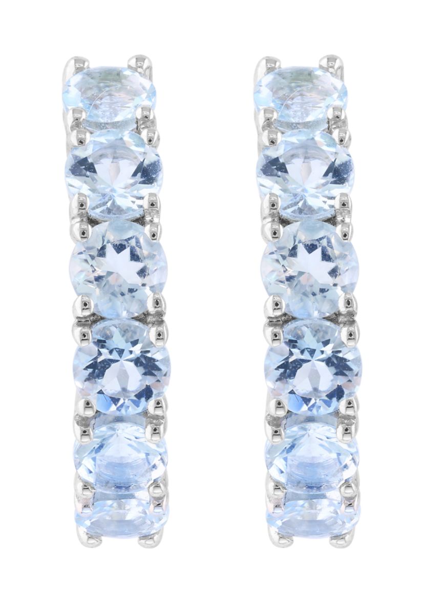 2.73 ct. t.w. Aquamarine Hoop Earrings in Sterling Silver