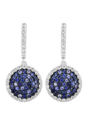 Effy Sterling Silver Blue and White Sapphire Earrings