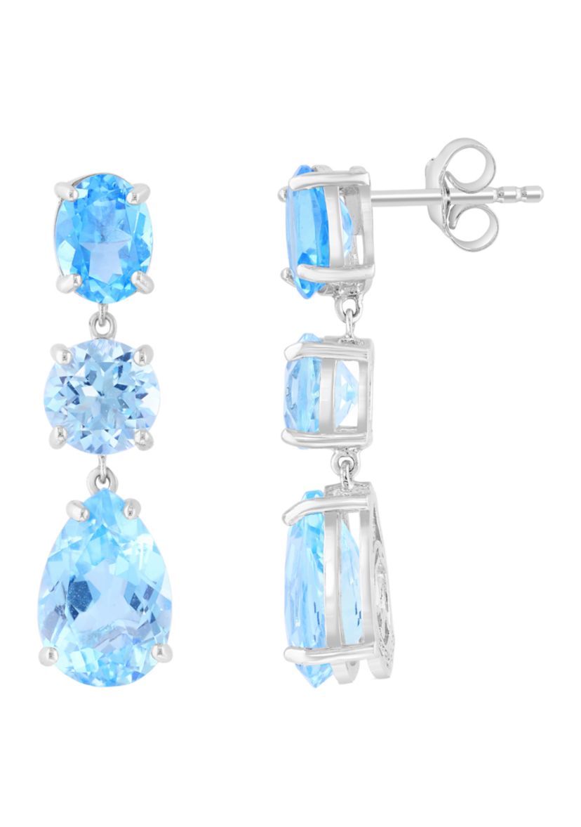 Sterling Silver Blue Topaz and Sky Blue Topaz Earrings 