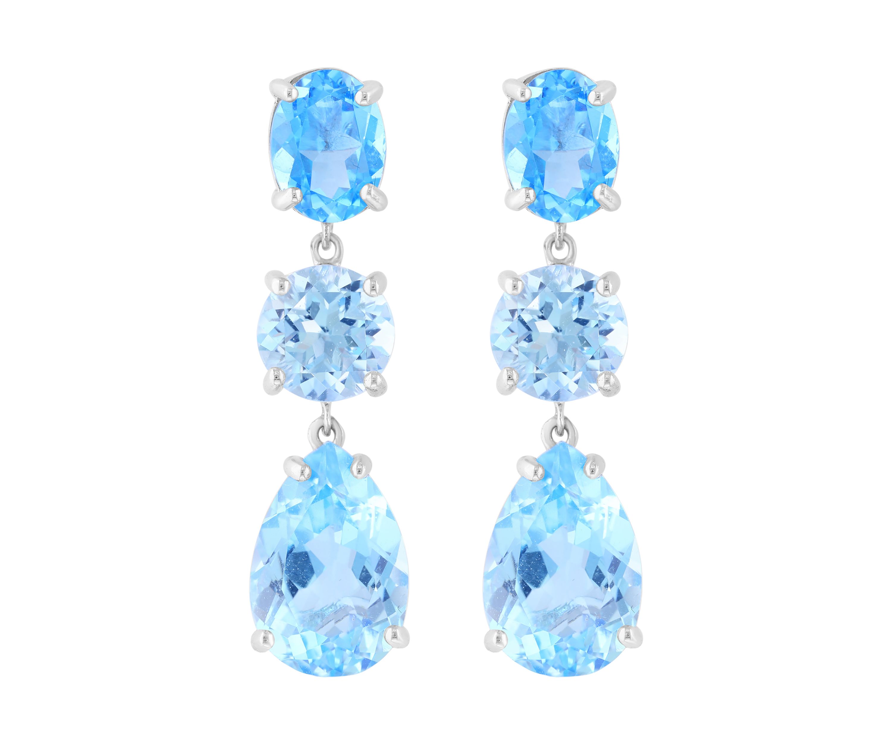 Sterling Silver Blue Topaz and Sky Blue Topaz Earrings 