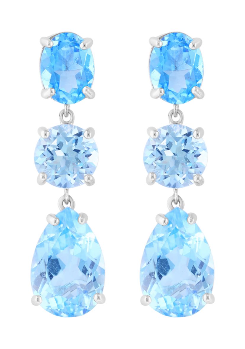 Sterling Silver Blue Topaz and Sky Blue Topaz Earrings 