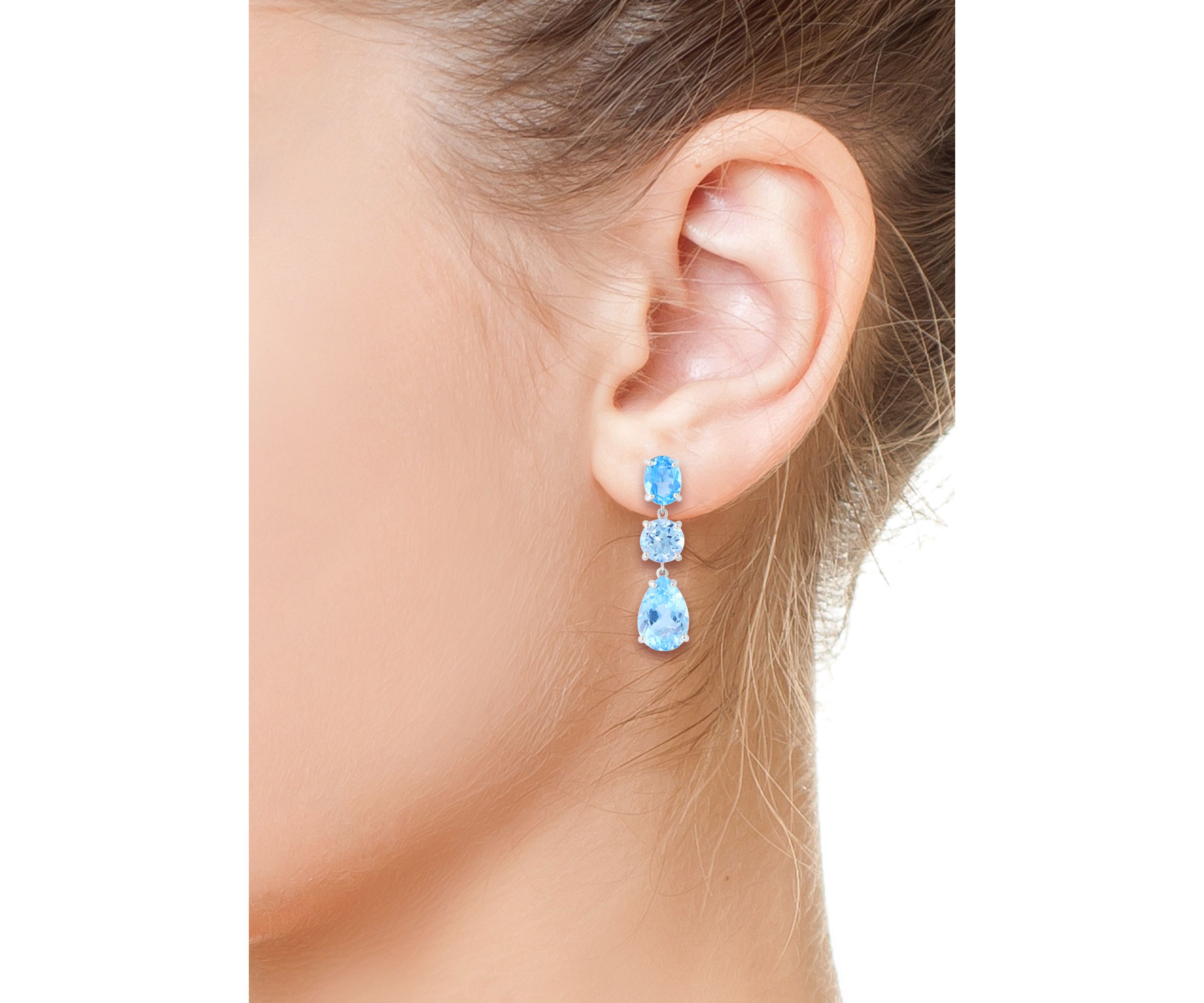 Sterling Silver Blue Topaz and Sky Blue Topaz Earrings 