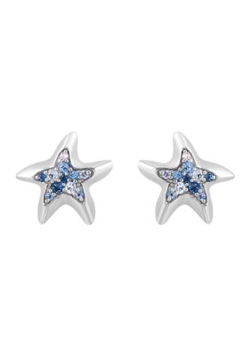 Effy Sterling Silver Blue Topaz Starfish Earrings
