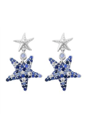 Effy Sapphire Star Earrings in Sterling Silver