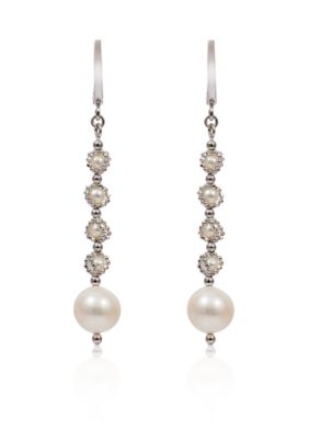 Effy Round Freshwater Pearl Drop Earrings in Sterling Silver
