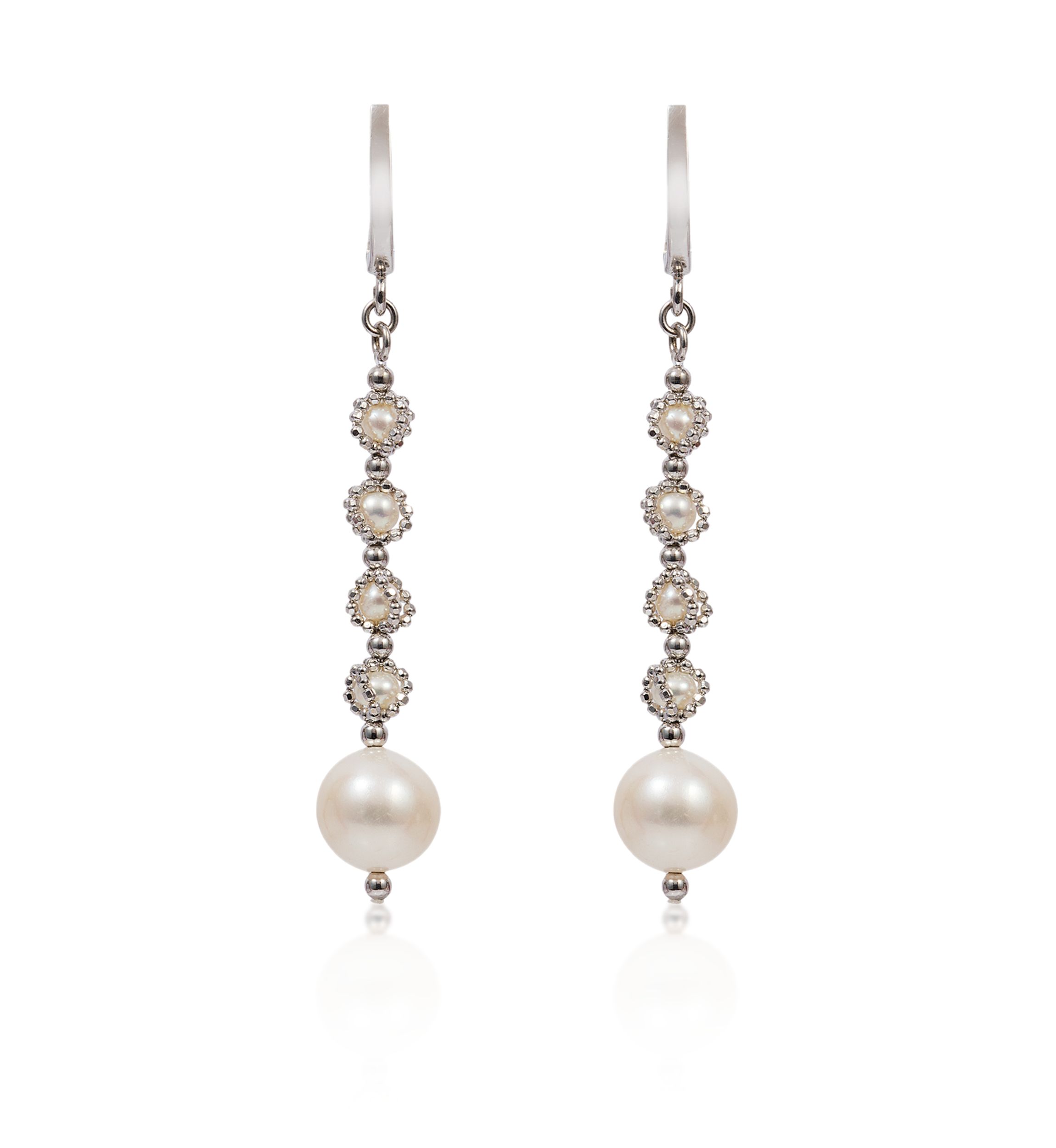 Round Freshwater Pearl Drop Earrings in Sterling Silver
