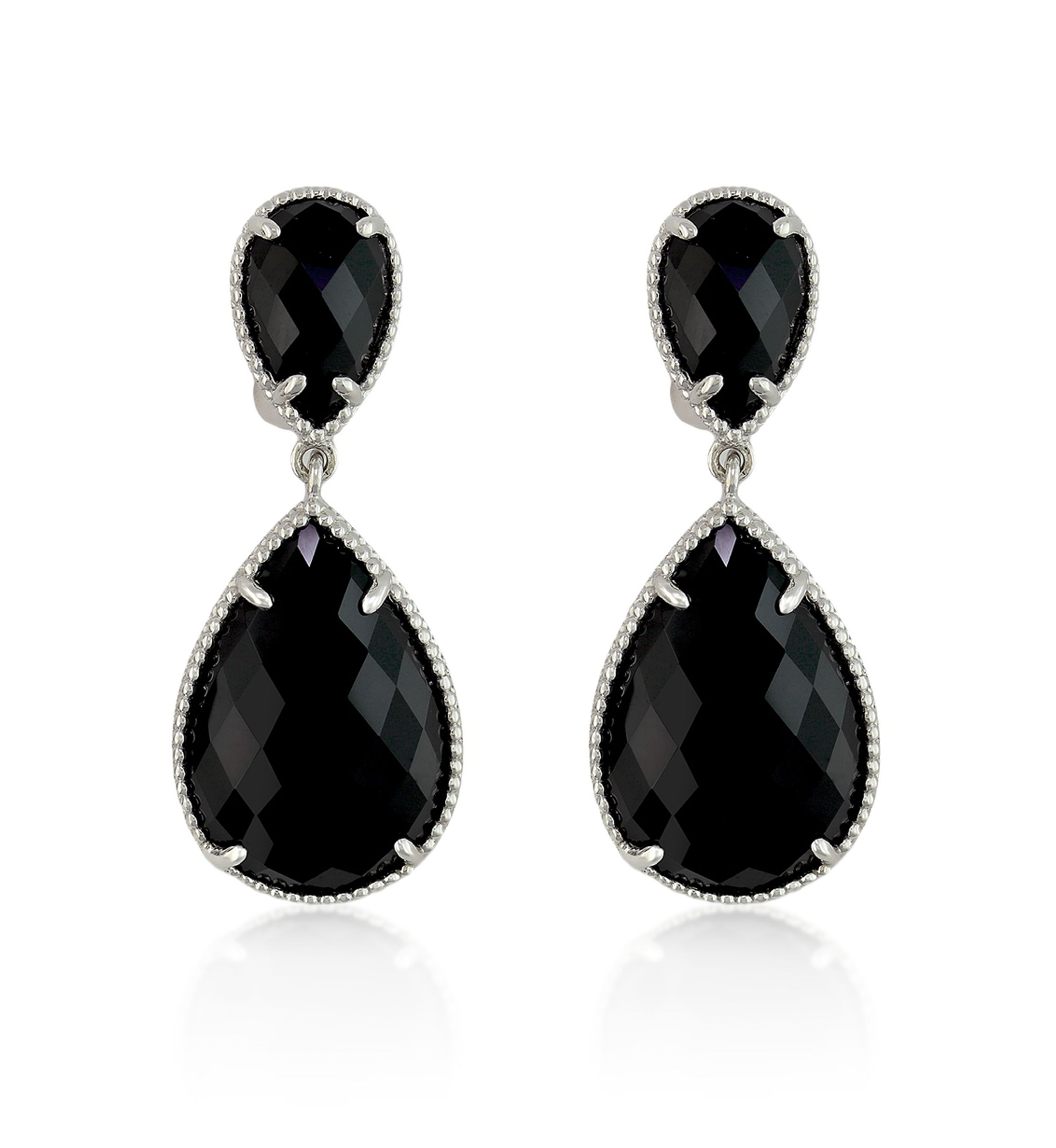 Onyx Drop Earrings in Sterling Silver