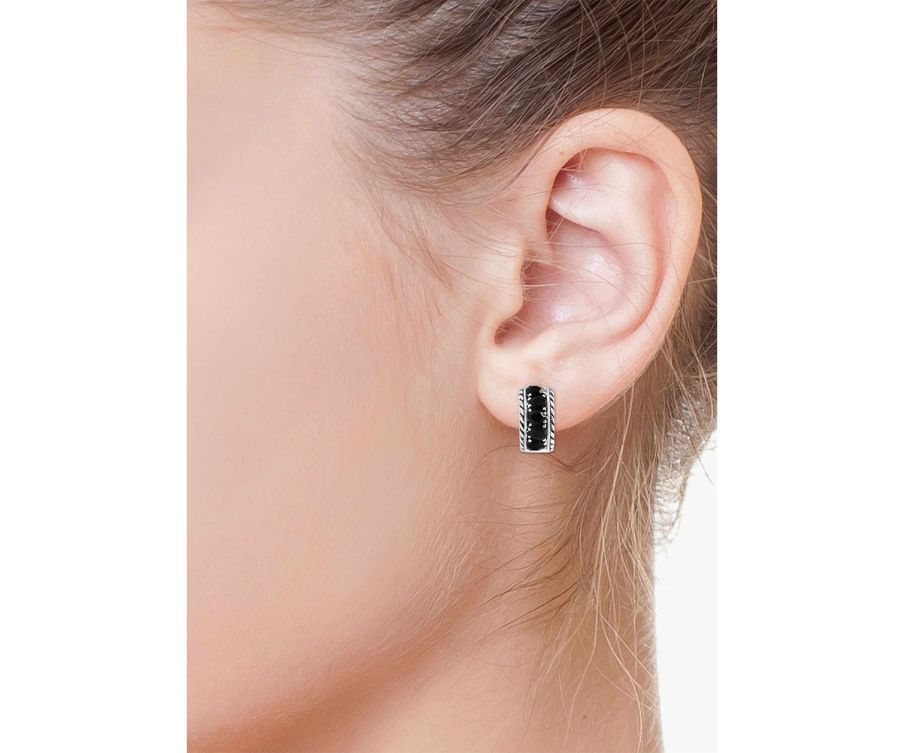 Sterling Silver Black Spinel Earrings