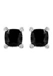 1/10 ct. t.w. Diamond and 2.78 ct. t.w. Onyx Cable Earrings in Sterling Silver