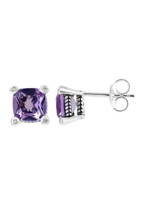 Effy Cable Amethyst And White Sapphire Earrings In Sterling Silver