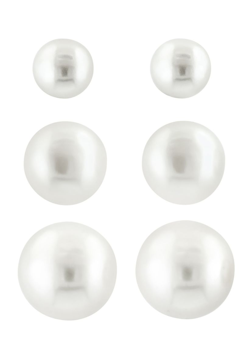 Sterling Silver Freshwater Pearl Earring Set 