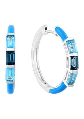Effy Blue Topaz Hoop Earrings in Sterling Silver