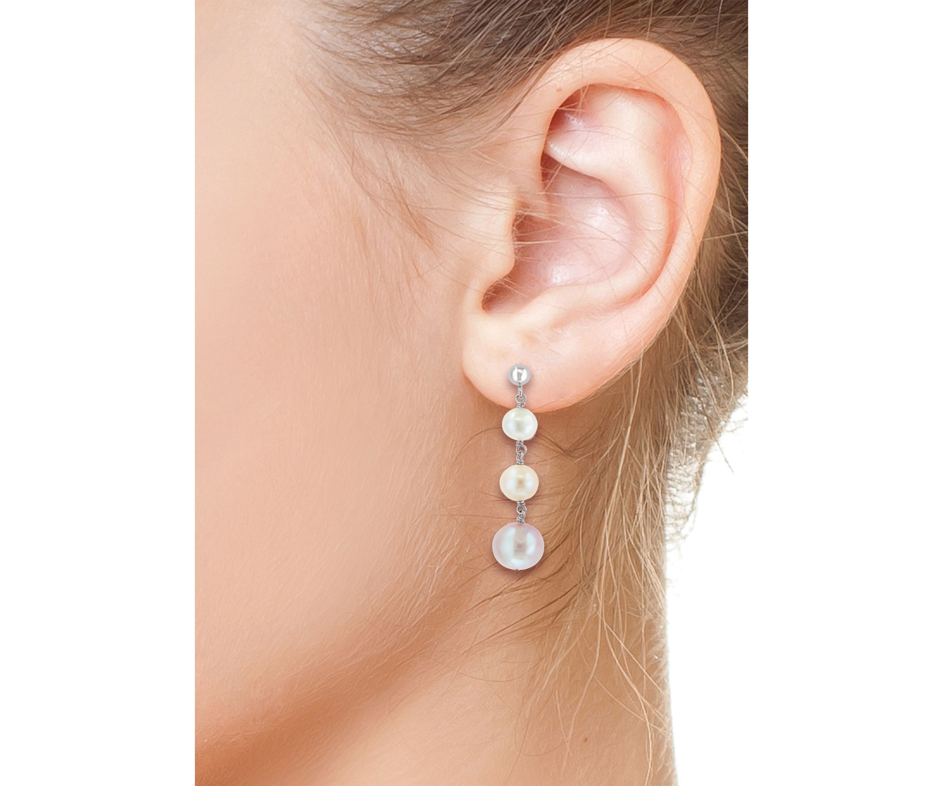 Sterling Silver Freshwater Pearl Drop Earrings 