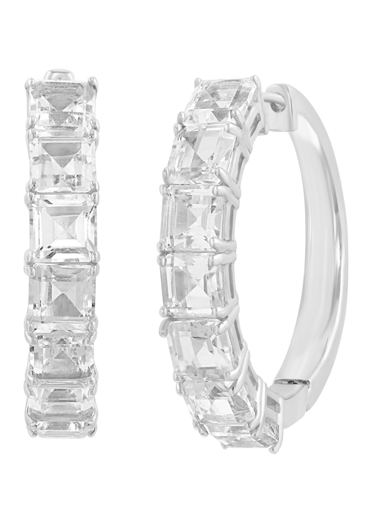 Sterling Silver White Topaz Earrings 