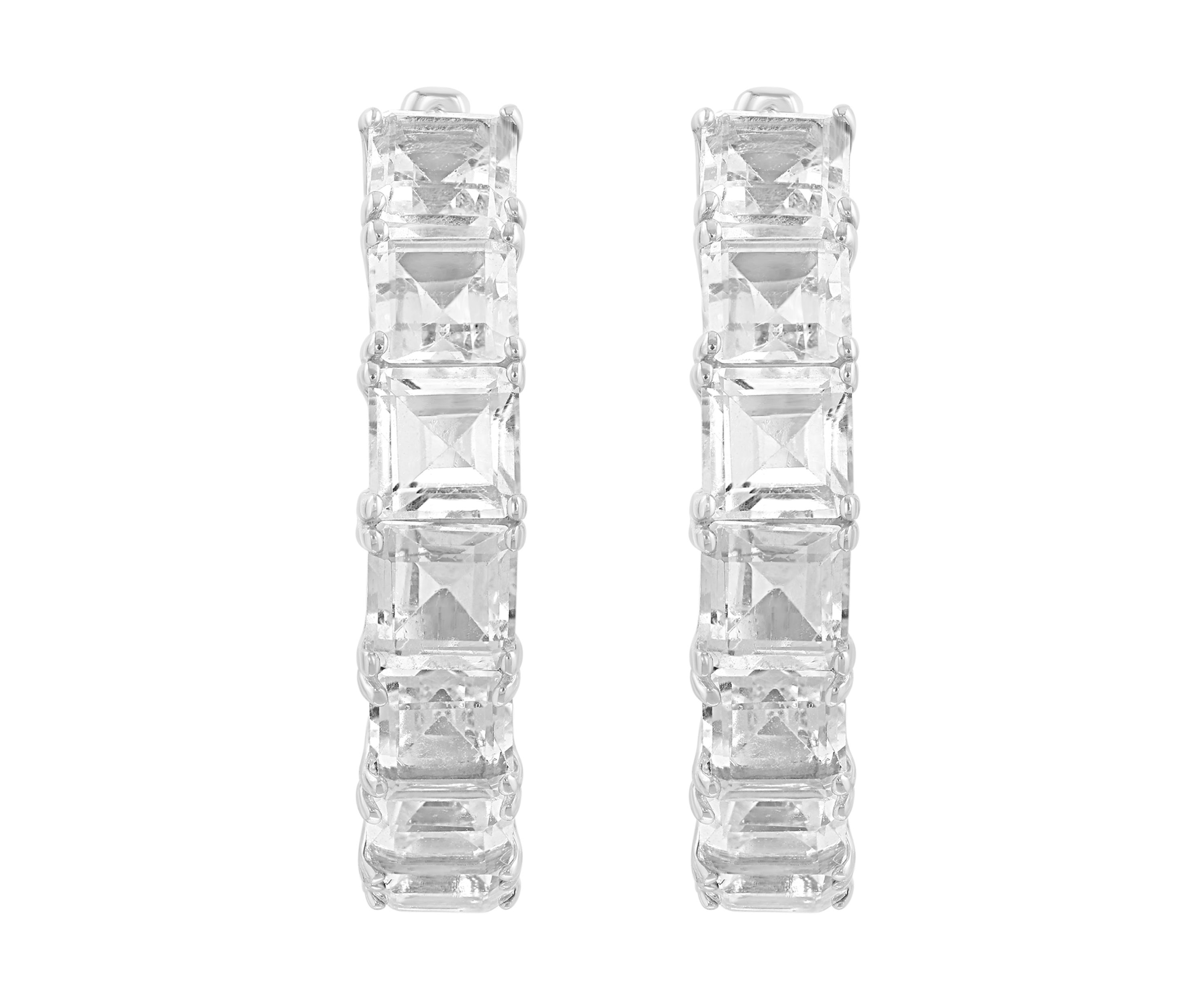 Sterling Silver White Topaz Earrings 