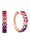1/8 ct. t.w. Diamond, 1.5 ct. t.w. Amethyst, and 1.8 ct. t.w. Pink Tourmaline Earrings in 14K Rose Gold
