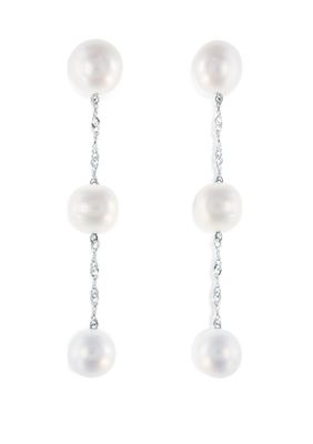 Effy Freshwater Pearl Drop Earrings in 14K White Gold