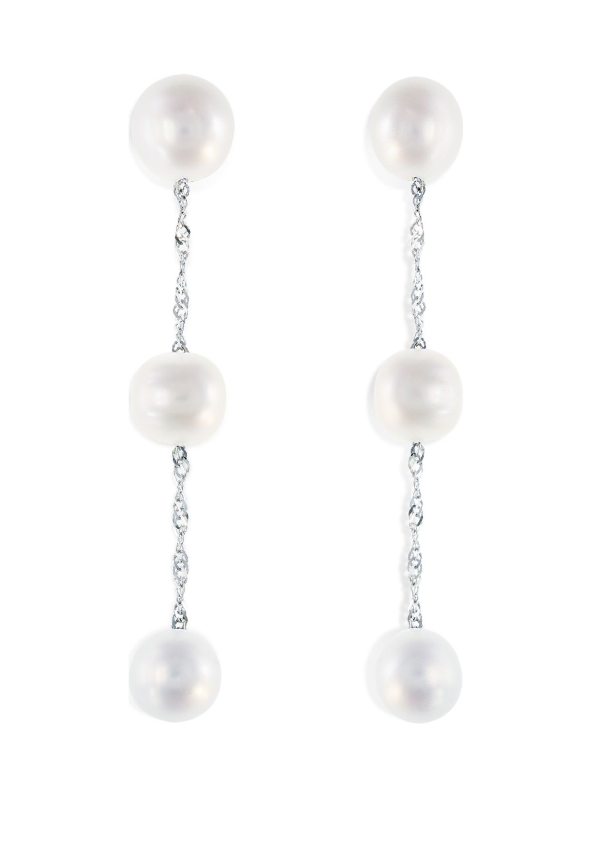Freshwater Pearl Drop Earrings in 14K White Gold