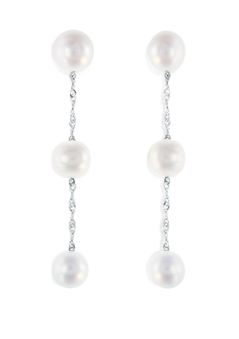 Freshwater Pearl Drop Earrings in 14K White Gold