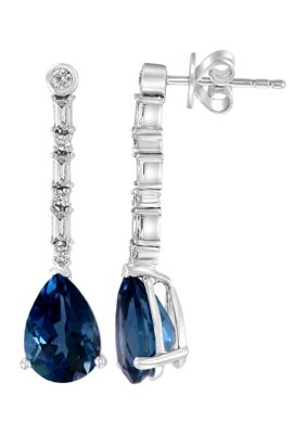 Effy 14K White Gold 1/3 Ct. T.w. Diamond And 5.35 Ct. T.w. London Blue Topaz Earrings