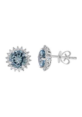 Effy 14K White Gold 1/3 Ct. T.w. Diamond And 1.95 Ct. T.w. Aquamarine Earrings