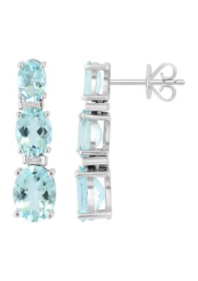 Effy 1/10 ct. t.w. Diamond, 4.2 ct. t.w. Aquamarine Earrings in 14K White Gold -  0617892866876