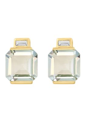 Effy 14K Yellow Gold Green Amethyst White Topaz Earrings