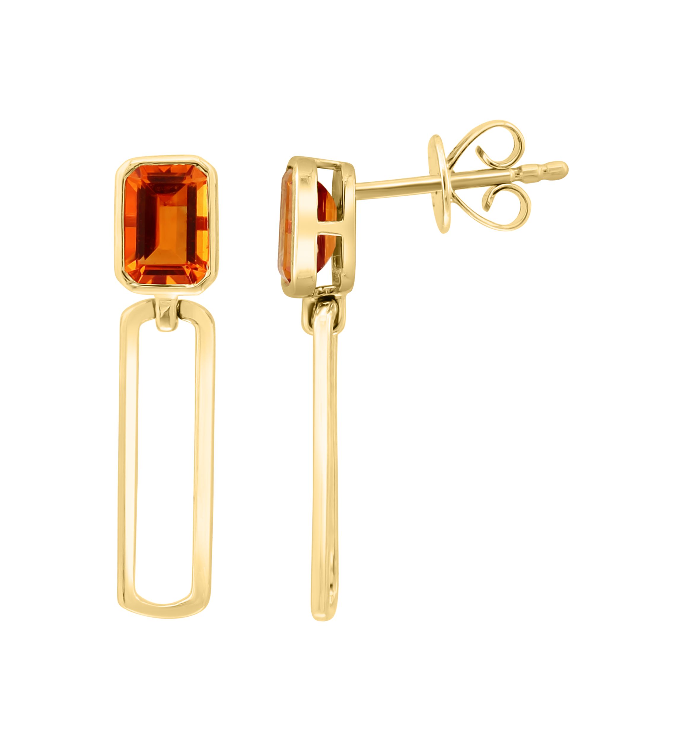 Citrine Drop Earrings in 14K Yellow Gold