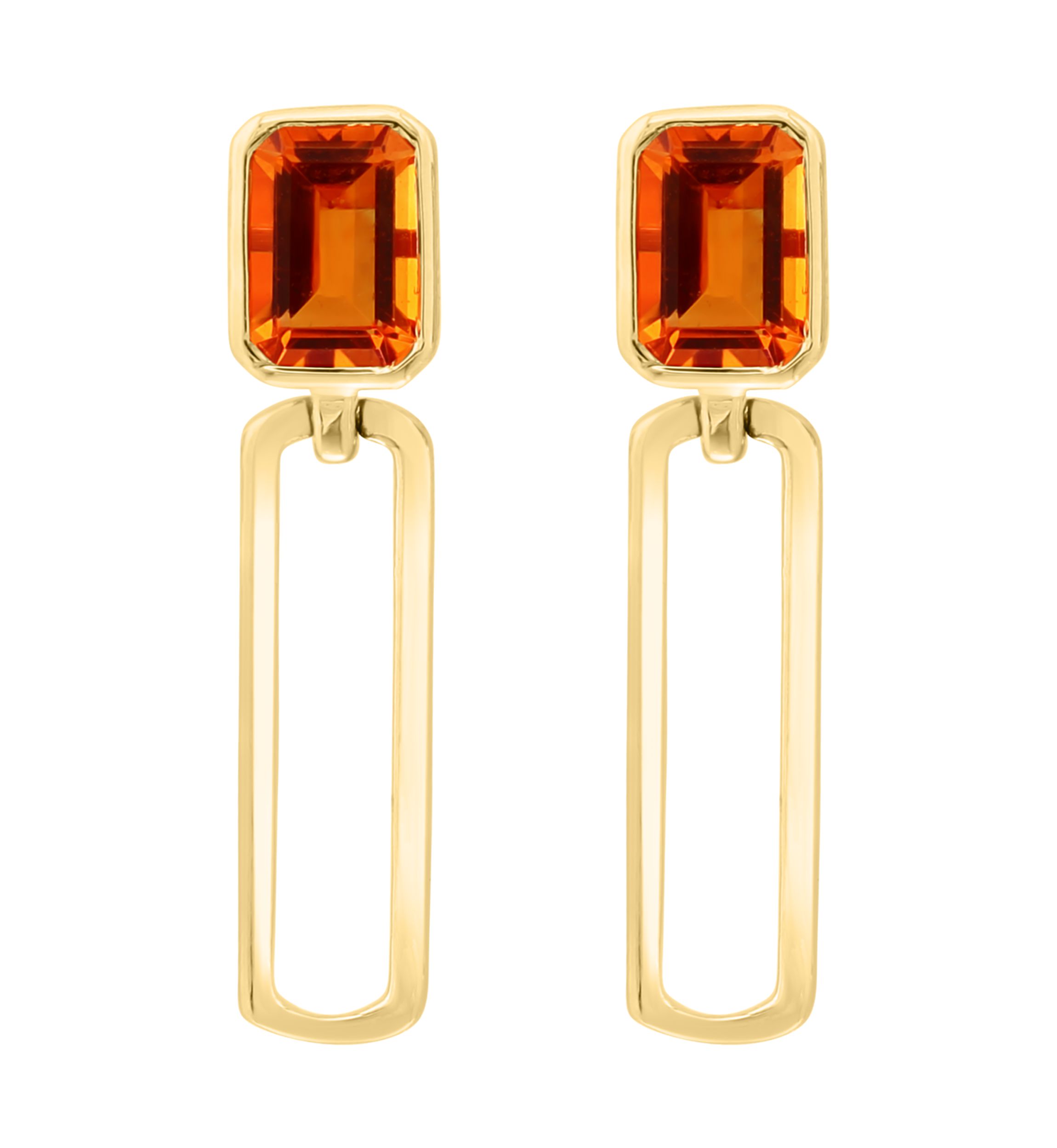 Citrine Drop Earrings in 14K Yellow Gold