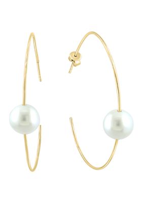 Effy Freshwater Pearl Hoop Earrings in 14K Yellow Gold