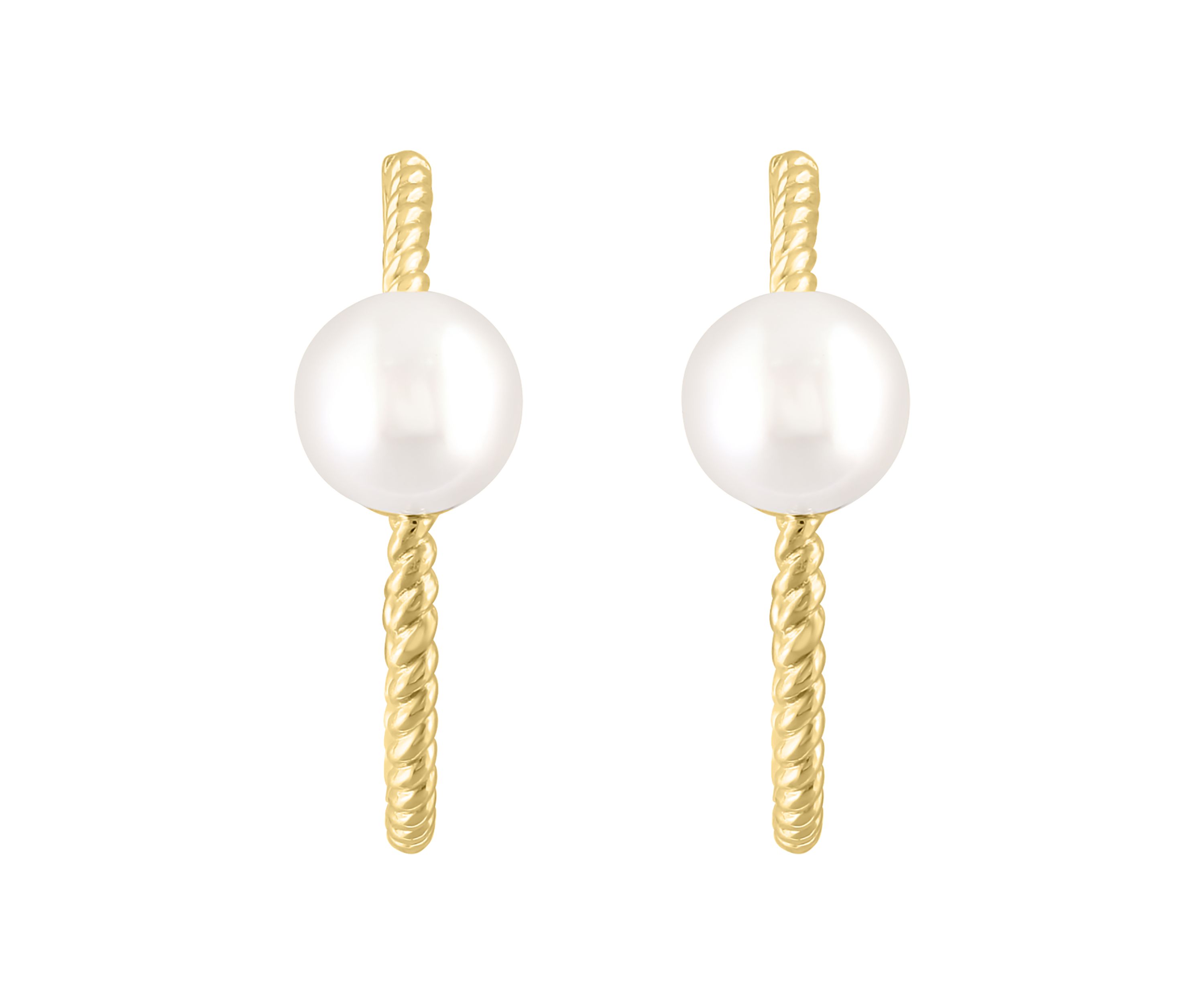Freshwater Pearl Hoop Earrings in 14K Yellow Gold