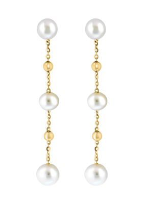 Effy® Freshwater Pearl Drop Earrings in 14K Yellow Gold | belk