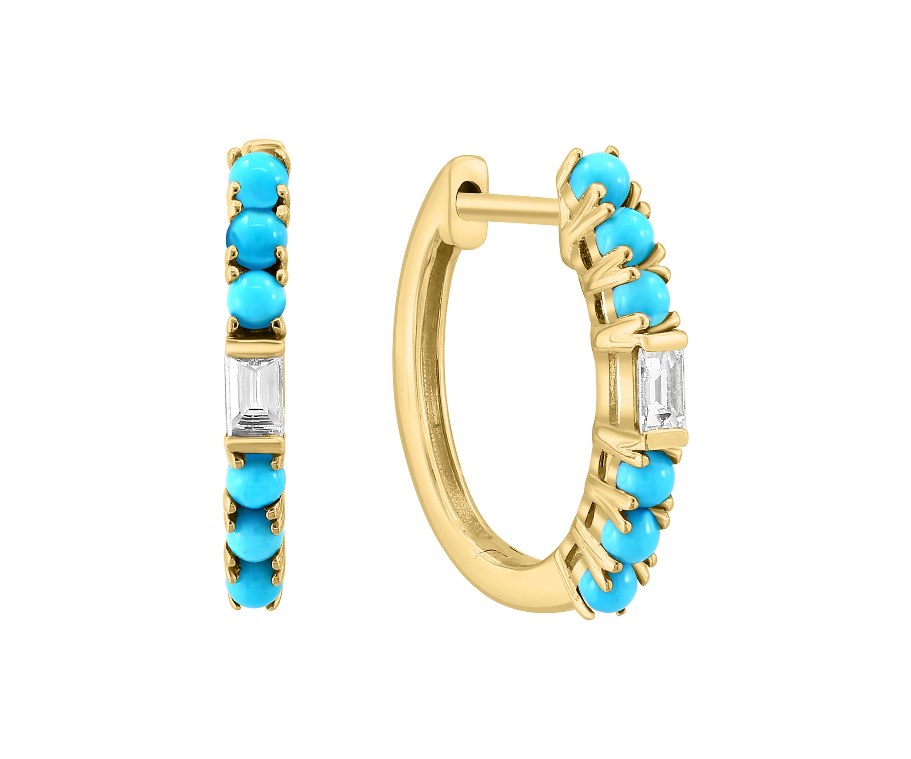 1/8 ct. t.w. Diamond, 1/2 ct. t.w. Turquoise Ring in 14K Yellow Gold