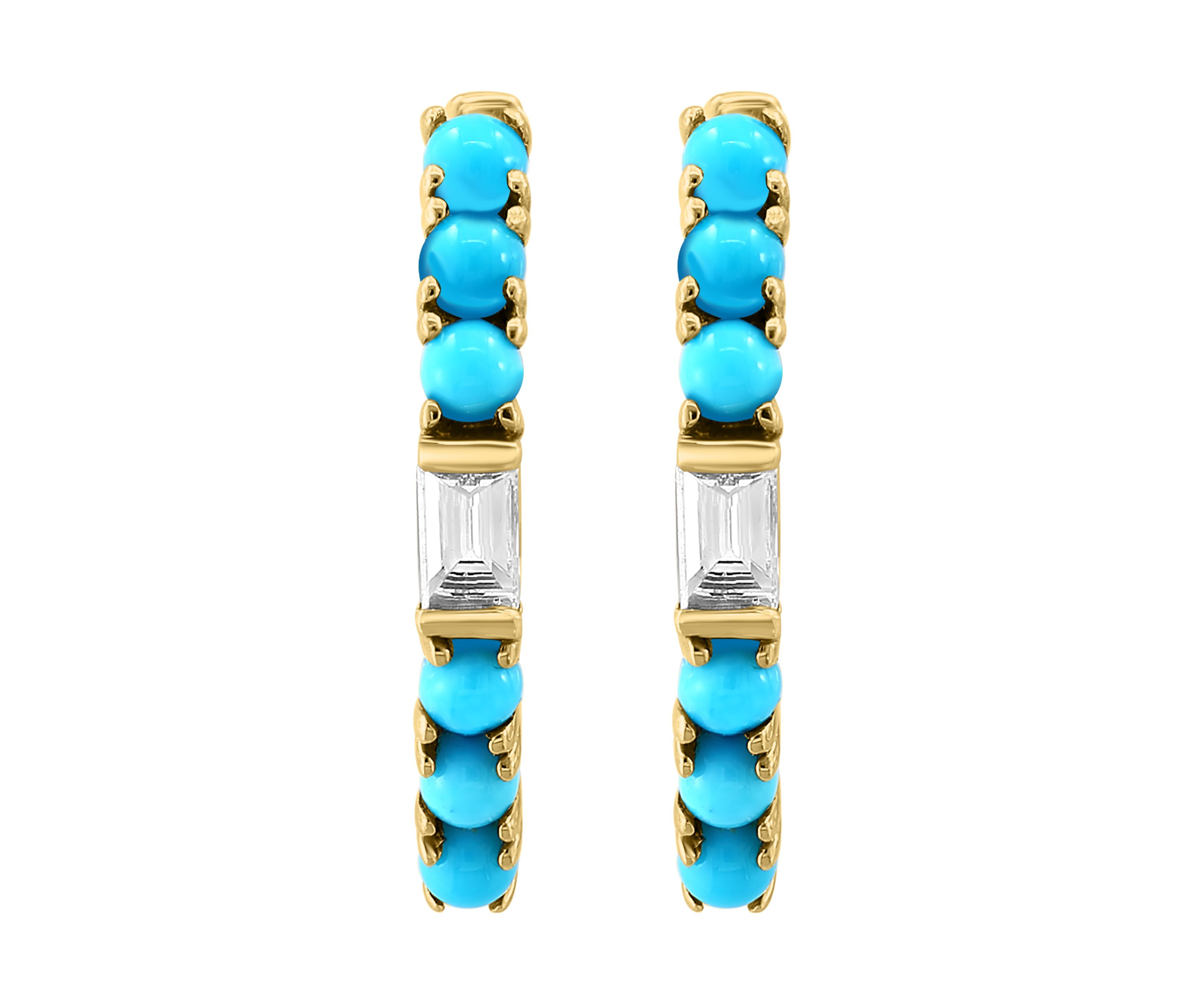 1/8 ct. t.w. Diamond, 1/2 ct. t.w. Turquoise Ring in 14K Yellow Gold