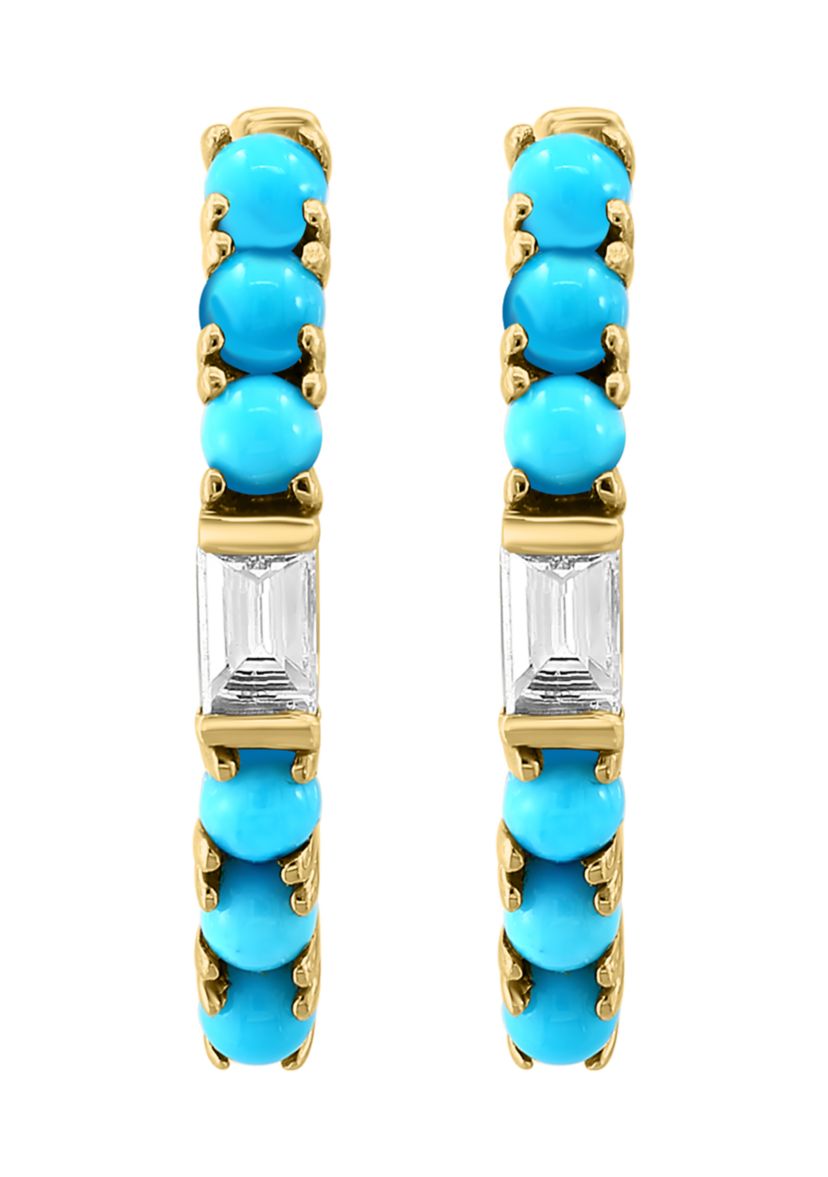 1/8 ct. t.w. Diamond, 1/2 ct. t.w. Turquoise Ring in 14K Yellow Gold
