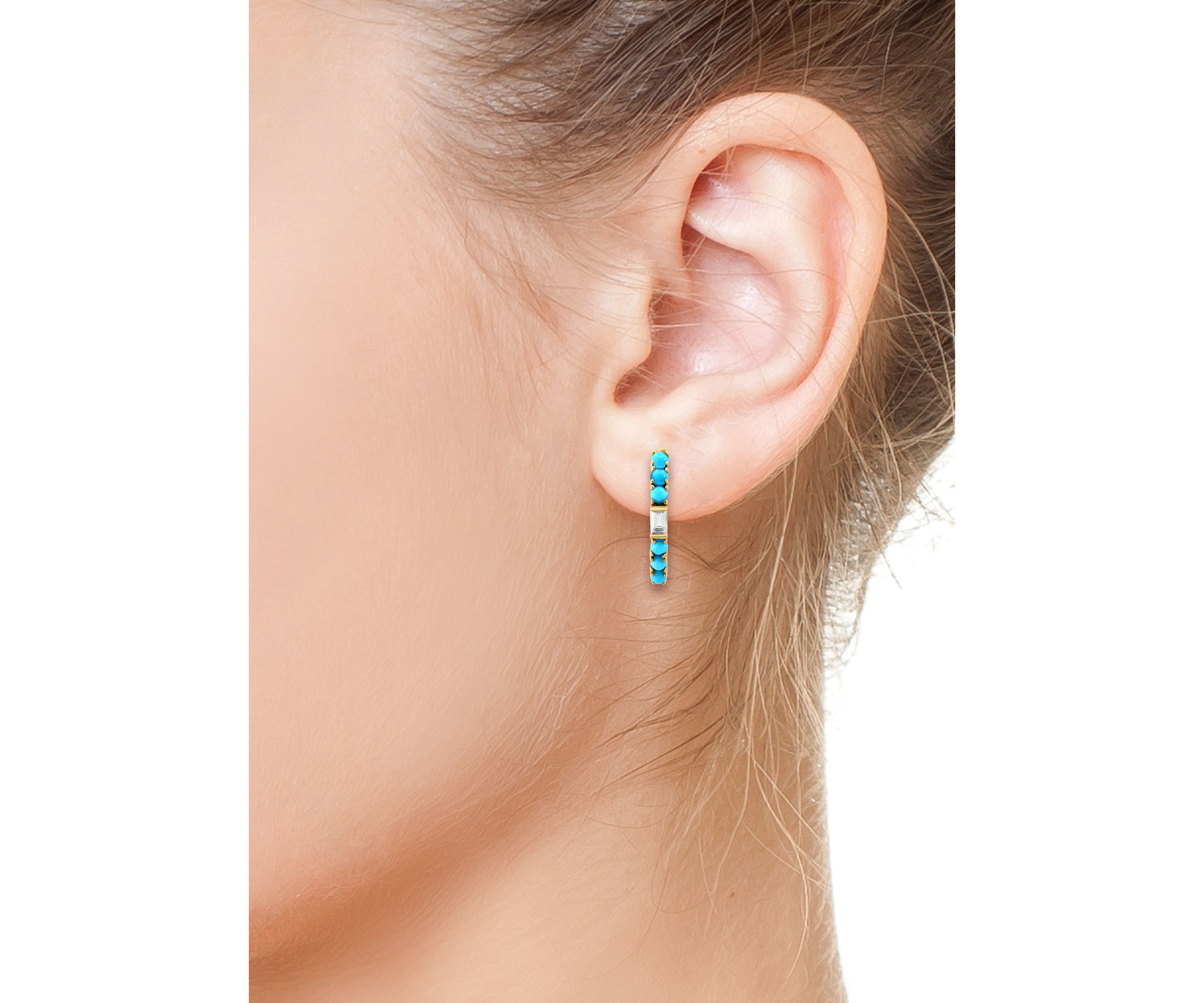 1/8 ct. t.w. Diamond, 1/2 ct. t.w. Turquoise Ring in 14K Yellow Gold