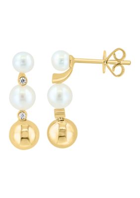 Effy 1/10 ct. t.w. Diamond, Freshwater Pearl Earrings in 14K Yellow Gold -  5400451IEY0Y723UV