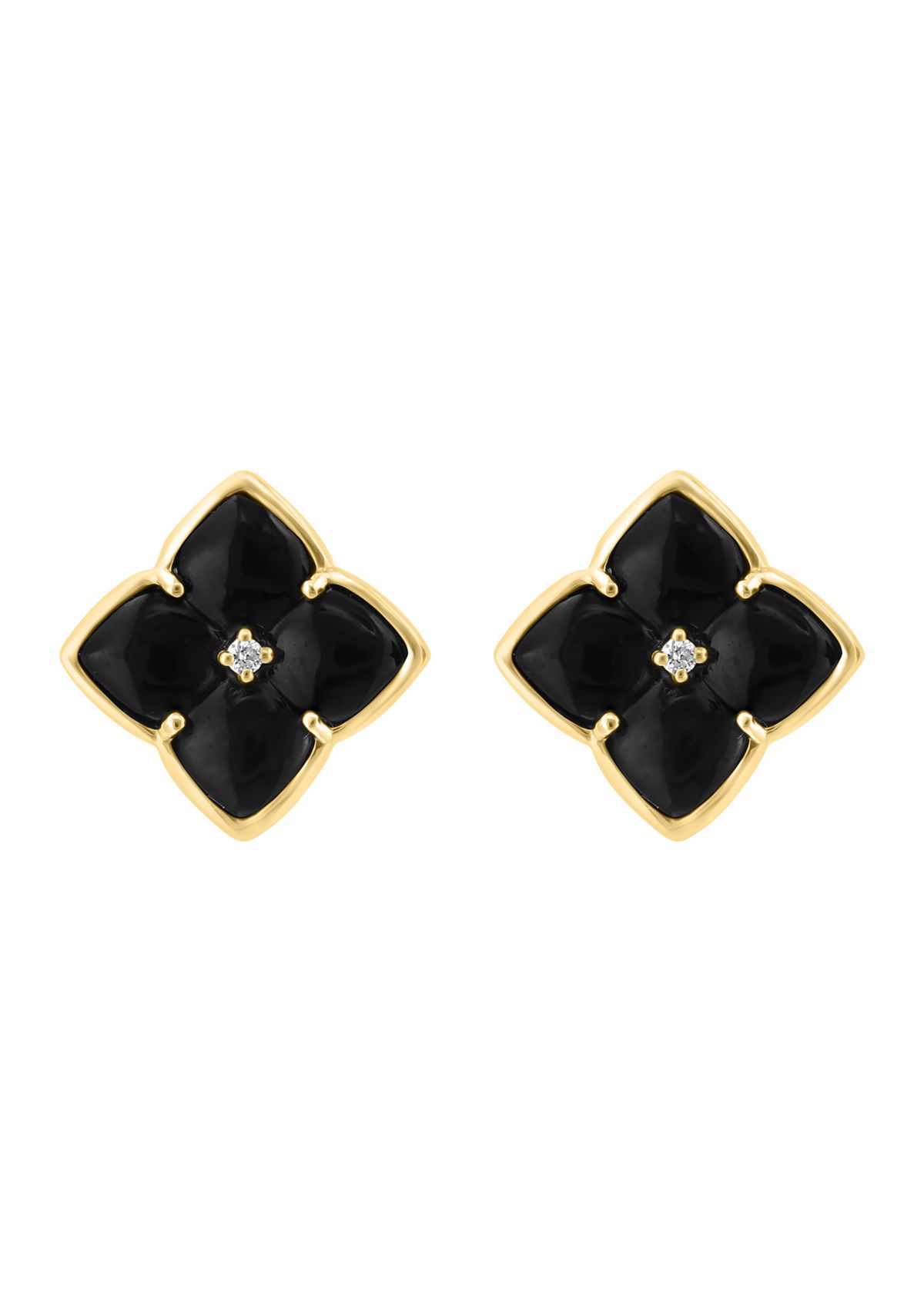 1/10 ct. t.w. Diamond, 2.45 ct. t.w. Onyx Earrings in 14K Yellow Gold