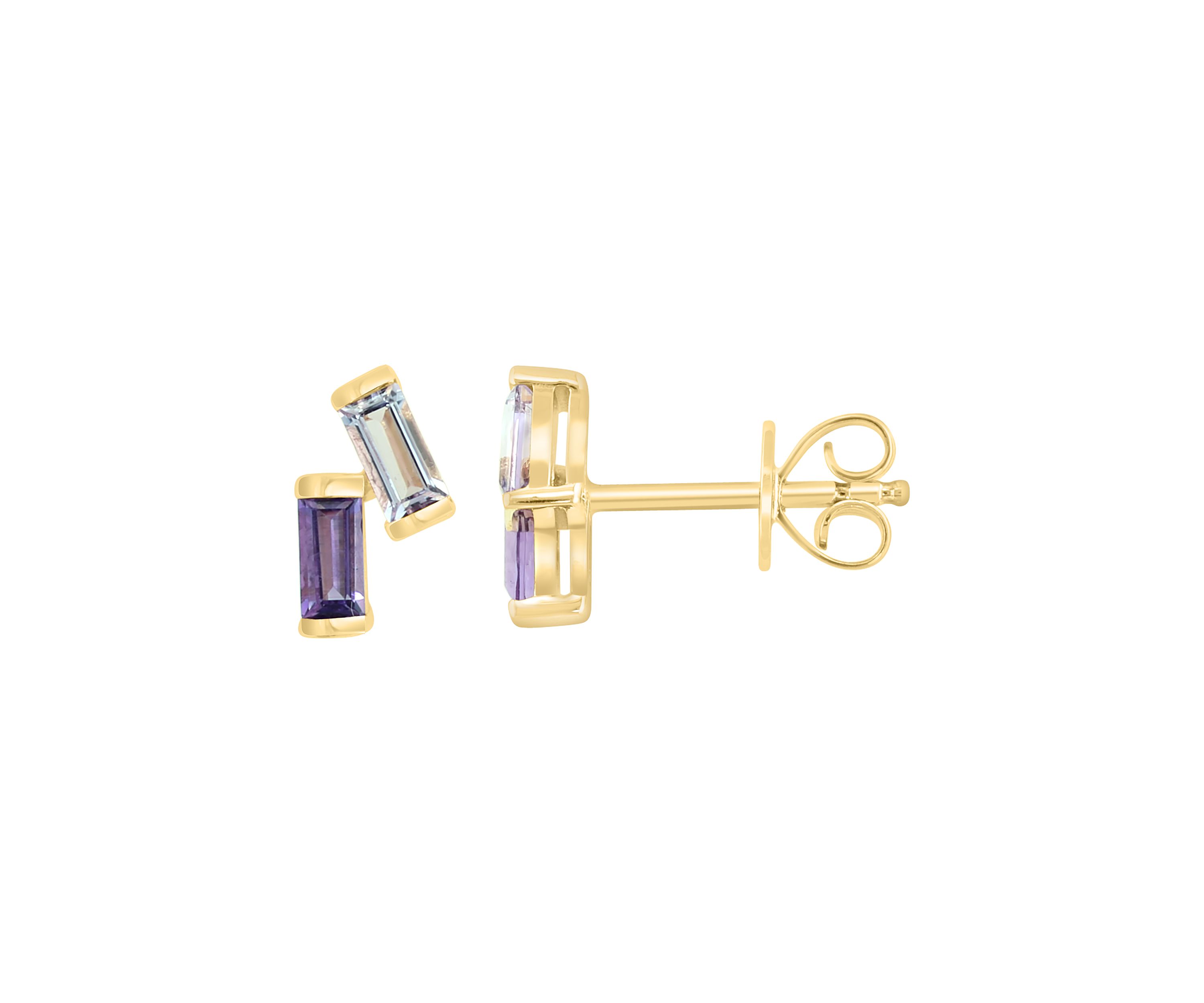 3/8 ct. t.w. Amethyst, Pink Amethyst Earrings in 14K Yellow Gold