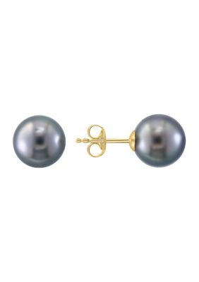 Effy Black Tahitian Pearl Stud Earrings in 14K Yellow Gold