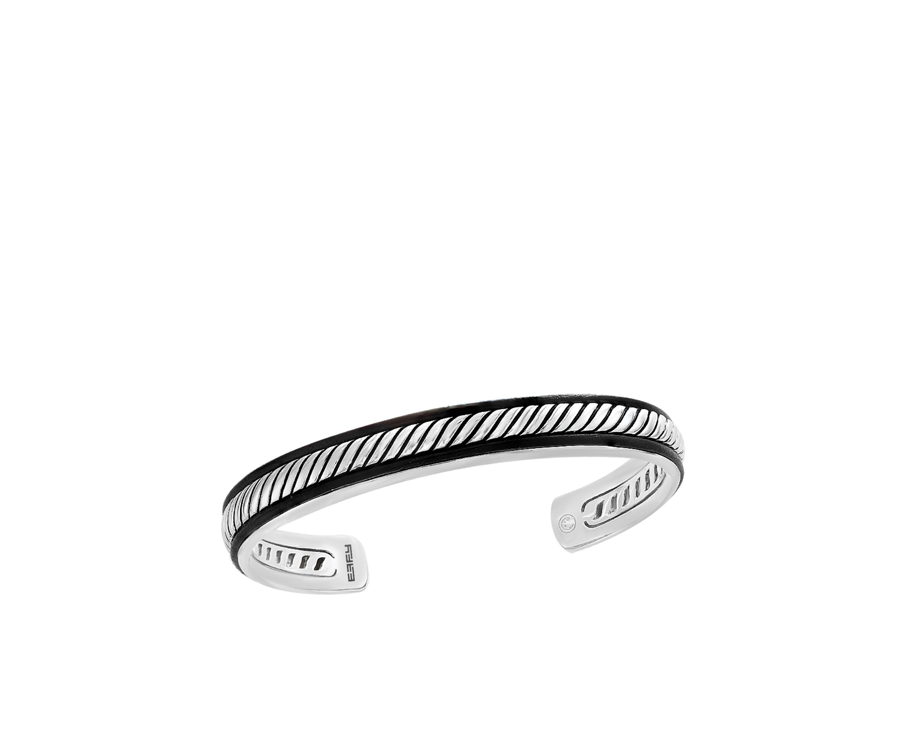 Mens Sterling Silver Leather Bracelet 