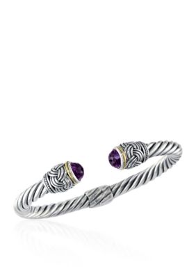 Effy Amethyst Bangle in Sterling Silver and 18K Yellow Gold, Gray, 7 -  0617892962080